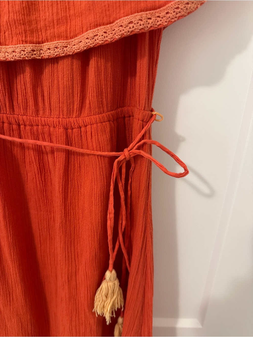 Billabong Red-Orange Off-Shoulder Midi Dress Boho Size Small Women’s - Picture 5 of 13